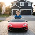 thumbnail image 2 of KidsVIP 12V Lamborghini Huracan 4x4 Ride-On Car W/ Rubber Wheels, Bluetooth Music & Remote, 2 of 12