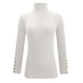 thumbnail image 4 of Dagegui Chandails à Col Roulé pour Femmes Automne Hiver Coupe Ajustée Manches Longues Tricoté Chandail Uni Chandail Hauts Blanc, TG, 4 of 5