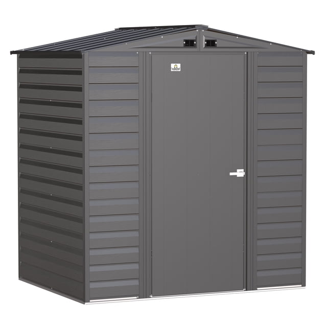 Arrow Select Remise de Rangement en Acier au Charbon 6 x 5 x 7 Pi avec Parement horizontal, Toit en Pente pour Empêcher l'Accumulation d'Eau, Murs de 71 Pouces de Hauteur pour Plus d'Espace pour la Tête, Portes Doubles avant avec Poignées Verrouillables, Évents d'Air Intégrés et Fini de Peinture polyester Sherwin-Williams durable pour la protection contre la Rouille, Convient au Rangement Extérieur.