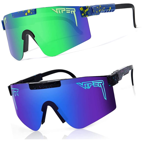 2 Pack Pit-Viper Sunglasses,Outdoor Windproof Sports Eyewear Cycling Baseball Running Fishing Golf Glasses