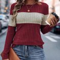 thumbnail image 4 of Timegard Hauts de Sortie pour Femmes Col Rond Manches Longues T-Shirts Ajustés à Blocs de Couleur Automne Décontractés Confortables, 4 of 7