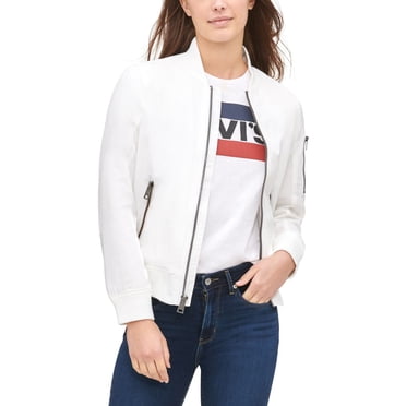 Levi’s Women’s Zip-Detail Bomber Jacket, White/XS