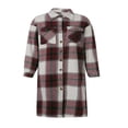 thumbnail image 1 of Women Plaid Windbreaker Coat Button-down Long Sleeve Lapel Jacket With Pockets Fall Spring Outwear, 1 of 6