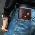 thumbnail image 2 of Portefeuille pour Hommes en Cuir Véritable RFID Anti-Numérisation Anti-Vol à Fermeture Éclair avec Chaîne - Brun, 2 of 6