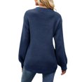 thumbnail image 3 of Bellella Ladies Knitwear Knitted Sweaters Solid Color Crew Neck Pullover Work Jumper Tops Navy Blue XXL, 3 of 3