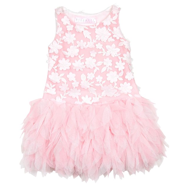 Biscotti Girls' Pink Dress with Ruffled Skirt Pick a Posy, Sizes 12M-12 - 12