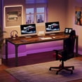 thumbnail image 1 of Fnova 78.7" Modern Computer Desk with Wood Desktop, Metal Frame Office Desk, Rustic Brown, 1 of 14