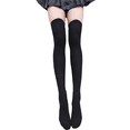 thumbnail image 1 of ZAXARRA Bas au-Dessus du Genou Extra Longs en Coton pour Femmes, Couleur Unie, 1, 1 of 5