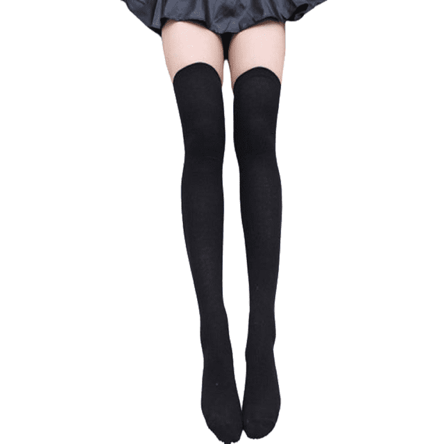ZAXARRA Bas Cuisses pour Femmes en Coton au-Dessus du Genou Extra Longs de Couleur Unie Noire. Fabriqués en 80 % Coton, 12 % nylon et 8 % Élasthanne, Ces Bas Respirants et Doux pour la Peau Offrent une texture Douce, une Haute Élasticité et une Excellente performance Thermique. La Conception Comprend une Bande Élastique en Haut pour Empêcher le Glissement et Allonge Visuellement les Jambes. Convenant à Divers styles, Ils Peuvent Être Portés comme Hauts de Cuisse, Chaussettes Jusqu'au Genou Ou Chaussettes Amples. Idéal pour une Tenue Décontractée, l'École Ou à Agencer avec des Jupes Courtes et des Bottes. Taille Unique