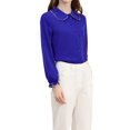 thumbnail image 3 of INSPIRE CHIC Women's Sweet Ruffle Peter Pan Collar Button up Work Shirts XS Blue, 3 of 8