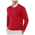 thumbnail image 1 of LUOGENLI Chandail Sans Manches pour Homme Automne et Hiver Lisse Confortable Léger Drapé Peau Douce Texturé Coupe Ajustée Col Rond Manches Longues Chandail pour Homme Chemise Manches Courtes Rouge Melon D\'eau Taille g, 1 of 8
