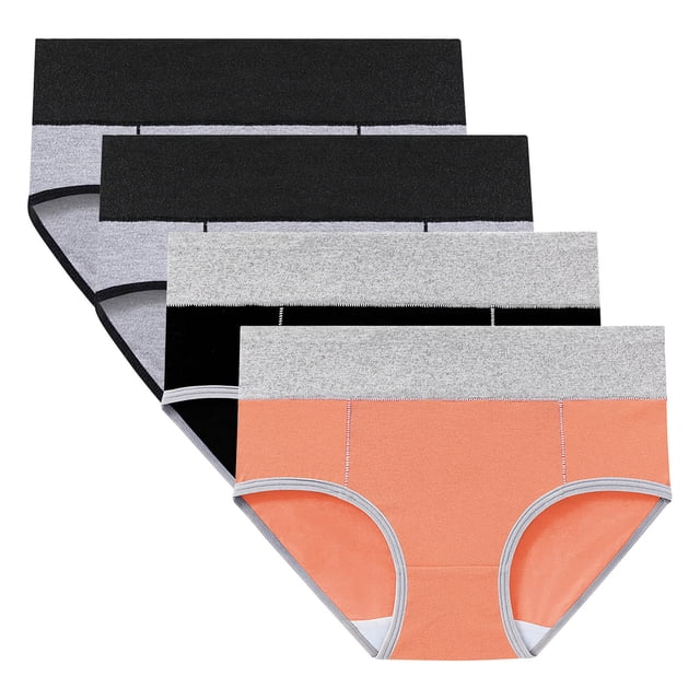 Women's High Absorbency Period Cotton Underwear Heavy Flow Leakproof Panties Reusable Postpartum Panties(Plus Size 4 Pack)