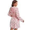 thumbnail image 3 of Premium Womens Fleece Robe Hooded design Soft Plush Warm Fuzzy Bathrobe Pink S/ML, 3 of 6