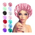 thumbnail image 2 of Satin Bonnet Sleeping Cap Double Layer Elasticated Trim Soft Night Hat for Woman, 2 of 3