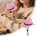 thumbnail image 1 of Chapeau de Cowboy pour Chats Jeu de Rôle Western Unique pour Usage Intérieur Extérieur Accessoires pour Animaux Carnaval Halloween Conception Sécuritaire pour Enfants, 1 of 4