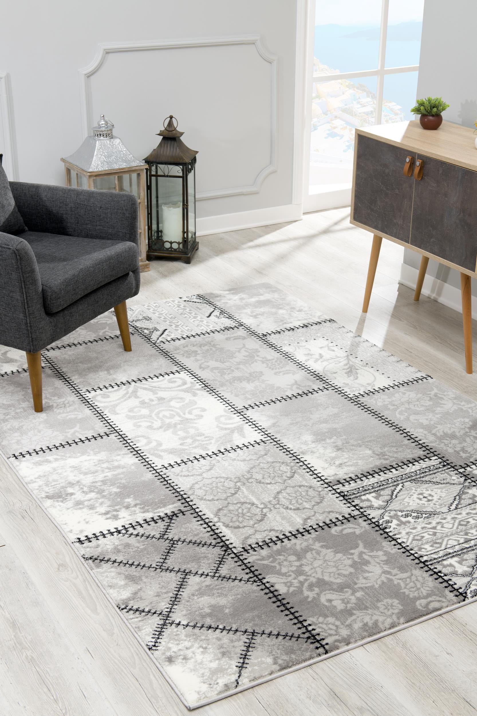 Tapis d'intérieur abstrait moderne avec montage de branches de tapis