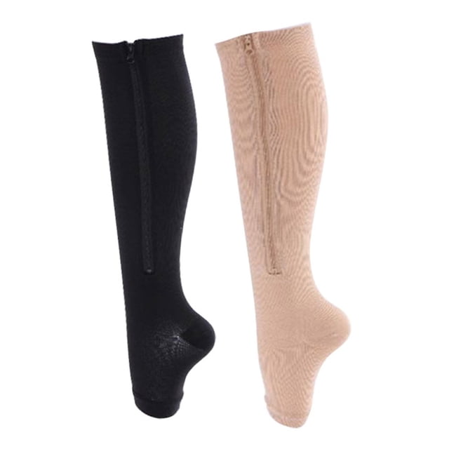 Liquidation! Bas de Compression pour Femmes et Hommes, Ouverts avec Fermeture Éclair, Circulation de la Pression Varices Genou Hauts Longs