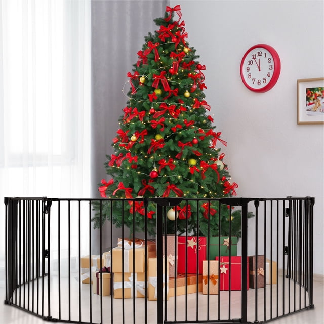 Barrière Métallique Multifonction à 8 Panneaux pour Bébé et Animal, Clôture Sécuritaire pour Parc, Barrière Murale