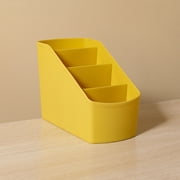 Multifunctional organizer Desk Caddy - Plastic Storage Tray for Office & Bathroom Pen Pencil Brush Compartment Art Supply Holder, Yellow, JKODE