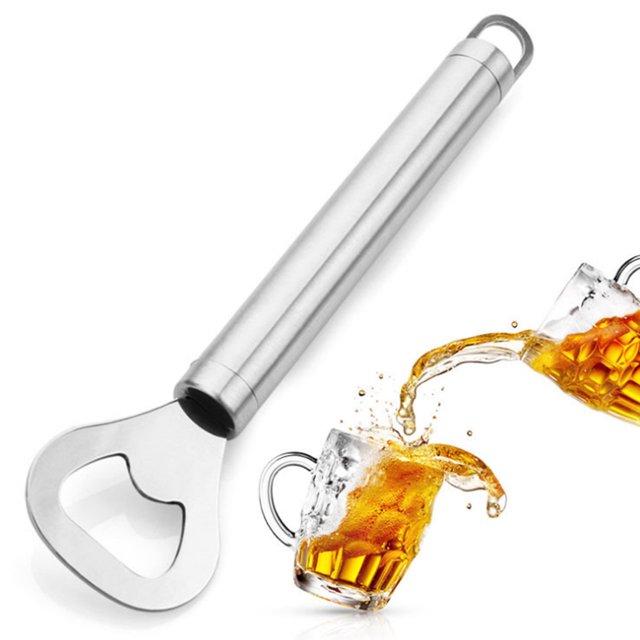TIMIFIS Ouvre-Bouteille Ouvre-Bouteille en Acier Inoxydable, Doté d'Une Poignée Cylindrique Antidérapante et d'Une Tête durable pour Ouvrir les Bouteilles de Vin, Bouteilles de Bière et Canettes de Boisson. Compact et Léger de 18 cm, avec un Trou de Suspension pour un Rangement Facile. Idéal pour les Outils de bar, les Tire-Bouchon et les Réceptions dans les Cuisines, les Fêtes Ou pendant les Voyages.