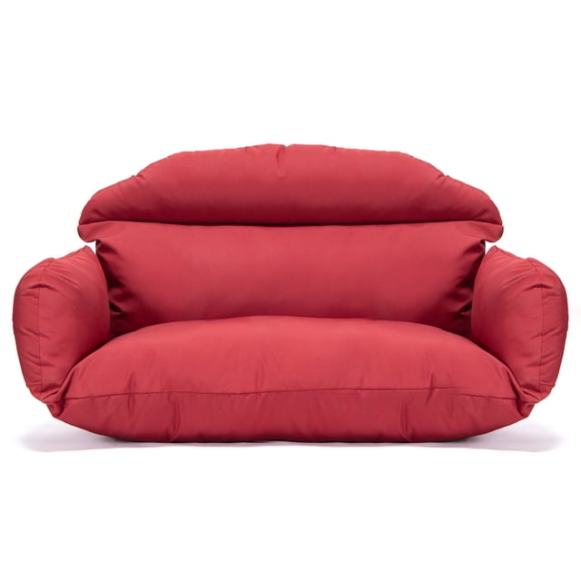 LeisureMod All Weather 2 Person Outdoor Hanging Egg Chair Cushion, Red