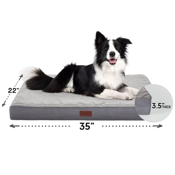 Ophanie Large Orthopedic Dog Bed with Removable Washable Cover & Waterproof Liner, Grey