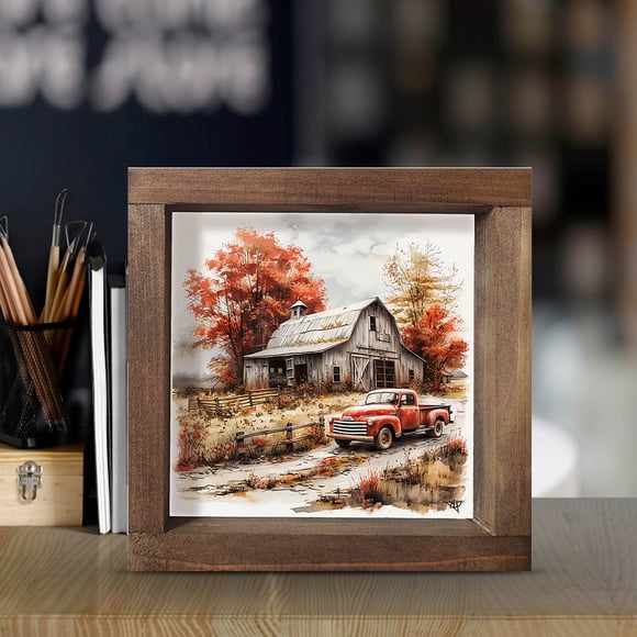 Product category Hangs 2 | Product title Farmhouse Canvas Wall Art Red Old Tractor Picture Kitchen Wall Sunflowers Country Painting for Bedroom Bathroom Living Room Prints Artwork