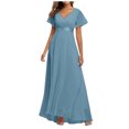 thumbnail image 1 of Robes d'Invitée de Mariage pour Femmes Portefeuille à Col en V en Mousseline Maxi Cocktail Soirée Bal Robe Élégante Longue Robe de Demoiselle d'Honneur, 1 of 7