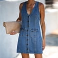 thumbnail image 4 of SMihono Robe Maxi Bohème d'Été pour Femmes Grande Taille Robe Sexy Col en V à Bretelles en Denim Robe Débardeur Vêtements de Plage Robe d'Été, 4 of 9