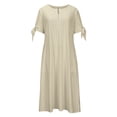 thumbnail image 4 of Babysbule Liquidation Robes d'Été pour Femmes, Mode Femmes Décontractée Ample Imprimé Papillon Col en V Manches Mi-Longues Boutons Poches Robe Longue, 4 of 6