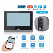 Tuya Smart Video Doorbell WiFi Door Bell With 1080P Camera Digital Peephole Camera Door Viewer With 4.3" LCD Screen PIR Movement Detection Recording ,Install Fast