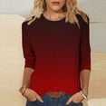 thumbnail image 2 of Cinvoph T-Shirts d'Été Imprimés pour Femmes Manches 3/4 Col Rond Dégradé Hauts Chandail Ample Blouses de Vacances, 2 of 5
