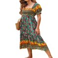 thumbnail image 4 of MesaSe Robe d'Été Bohème pour Femmes Imprimé Floral Col Carré à Volants Robe Longue Maxi de Plage Style E s, 4 of 5