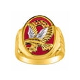 thumbnail image 1 of RYLOS Men's Rings 14K Yellow Gold Ring Designer Patriotic Eagle USA Ring With Diamonds and Red Quartz Rings For Men Size 12, 1 of 5