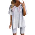 thumbnail image 2 of Blouses pour Femmes, Ensembles de Blouses Décontractées à Manches Courtes Imprimées et Col en V pour Femmes, 2 of 4