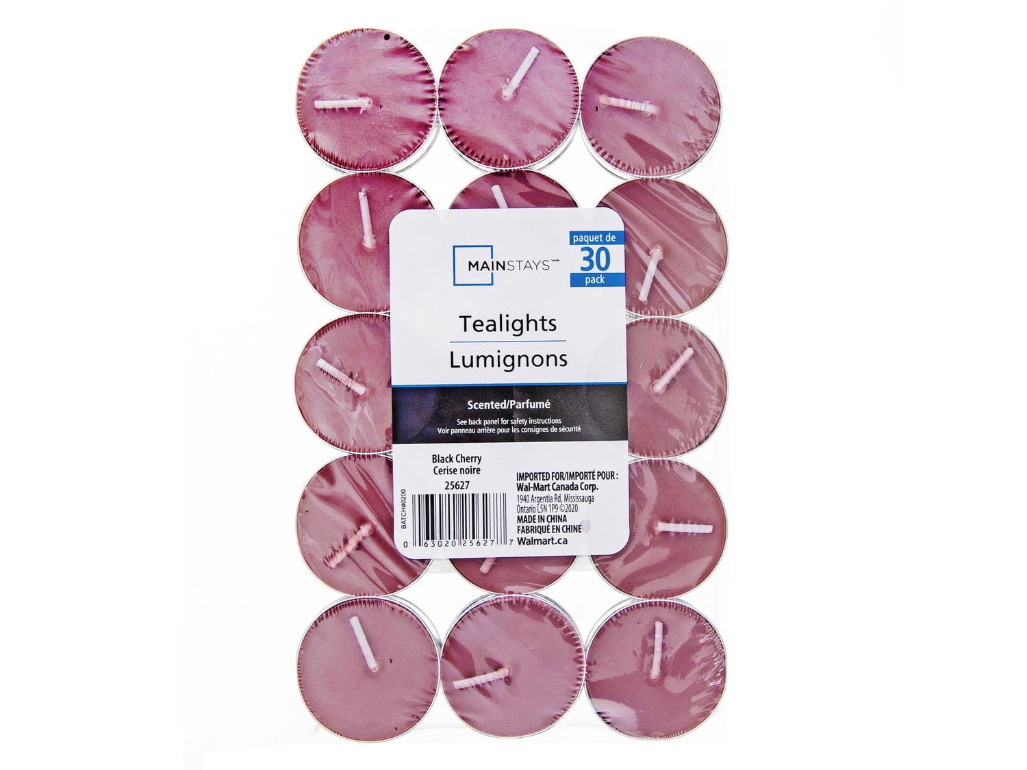 MAINSTAYS BLACK CHERRY 30PK SCENTED TEALIGHTS