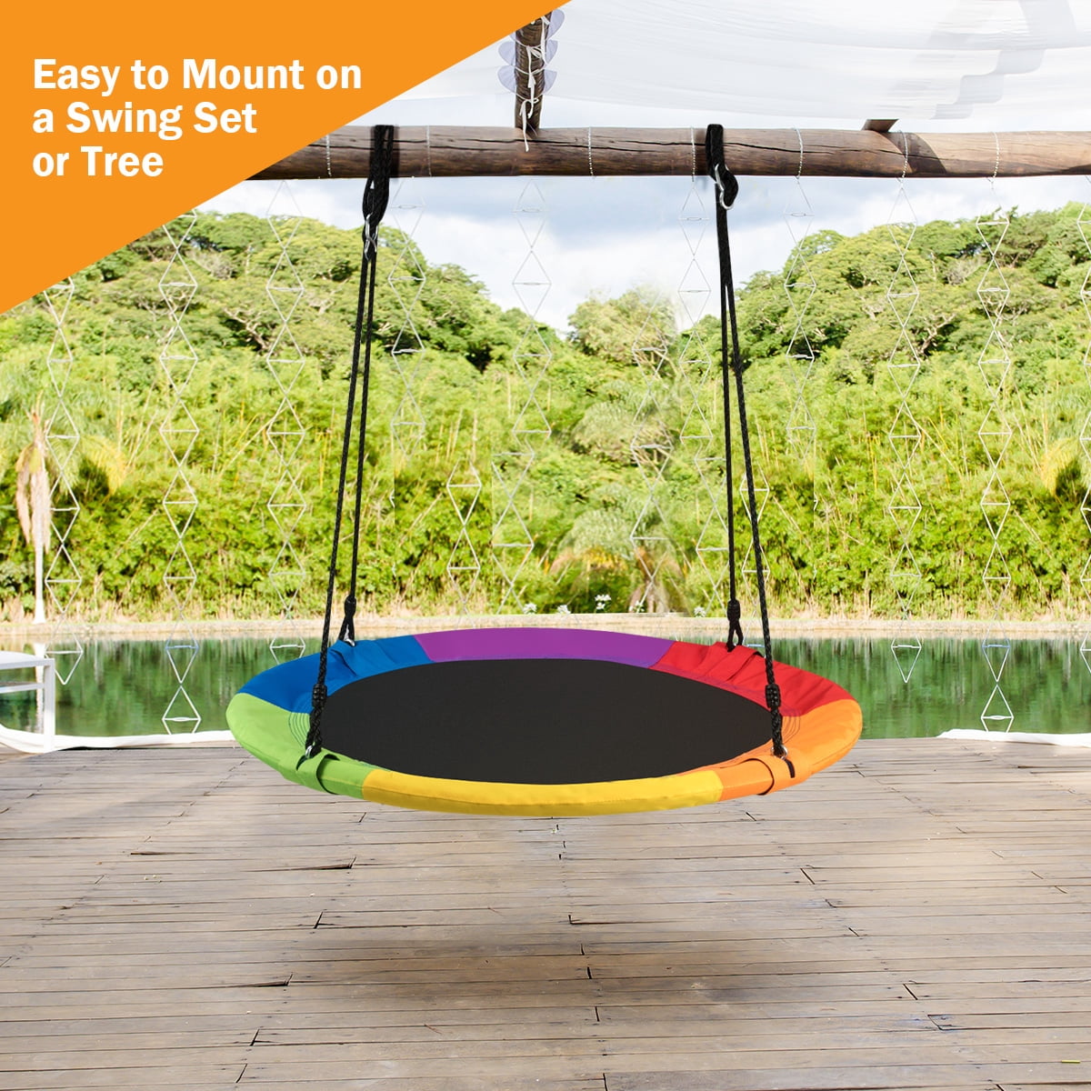 Balançoire d'arbre pour enfants de 40 po pour jardin, corde ajustable, Oxford 600D - LIVINGbasics