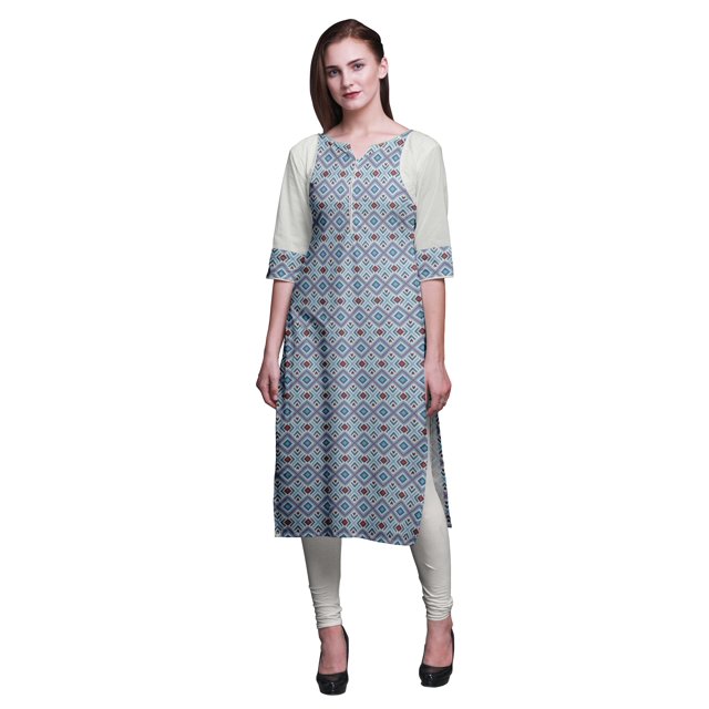 Bimba Tunique Droite en Coton pour Femmes, Kurta Imprimée, Tenue d'Été, Kurti pour Dames - Petit