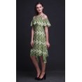 thumbnail image 2 of Bimba Green Tie-Dye Printed Womens Ruffle Front Cold Shoulder Swing Shift Dress - Medium, 2 of 6