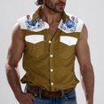 thumbnail image 2 of VBTAPA Chemises Cargo de Mode pour Hommes, Chemise Blouse Décontractée Tendance pour Hommes à Blocs de Couleur Sans Manches à Boutons, T-Shirt d'Été à Col à Revers en Solde Kaki TG, 2 of 6