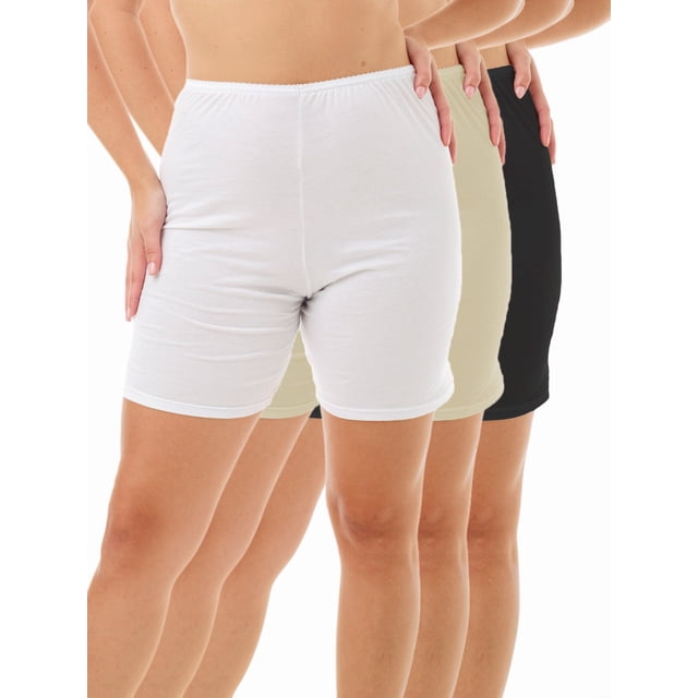 Underworks Cotton Inseam 8-inch Bloomers 3-Pack