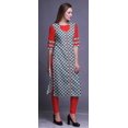 thumbnail image 3 of Bimba Kurti Longue Droite pour Femmes Imprimée Indienne en Rayonne Slub Tunique à Manches 3/4, 3 of 6