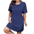 thumbnail image 1 of Ixbnca Robe pour Femme Grande Taille Col Rond Manches Courtes Robes T-Shirt Décontractées Amples Été Robe Courte, 1 of 5