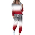 thumbnail image 3 of UPPADA Ensemble 2 Pcs d'Hiver pour Femmes Chic, Survêtement pour Femmes 2 Pcs Chandails à Col Rond, Hauts à Enfiler, Pantalons Jogger, Ensembles de Détente avec Poches Rouge, TTTG, 3 of 6