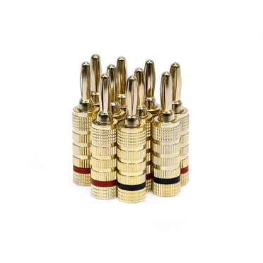 5 PAIRS Of High-Quality Gold Plated Speaker Banana Plugs_ Closed Screw Type
