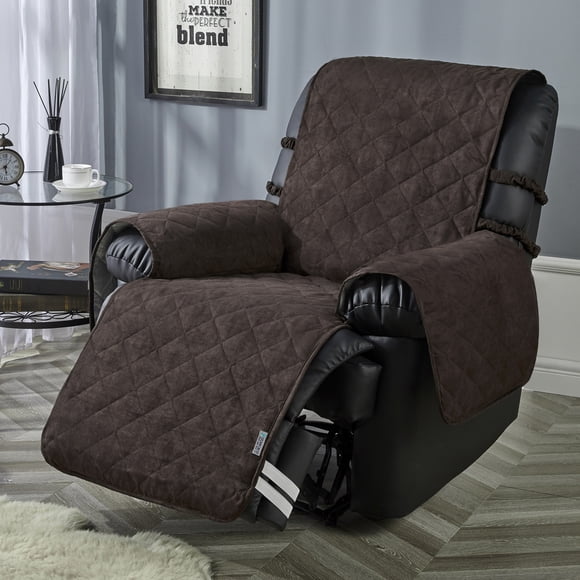 Stonecrest Waterproof Recliner Cover, MicroSuede Slipcover, Stay in Place (Chocolate, 23" Regular Recliner)