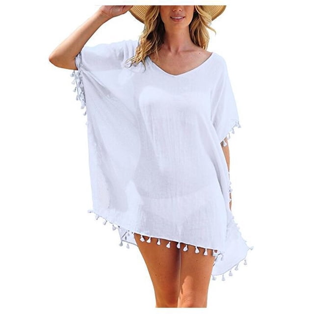 Paréo pour Femmes, Tenue de Bain, Maillots de Bain, Robe Courte d'Été, Ample, Unie, Paréo
