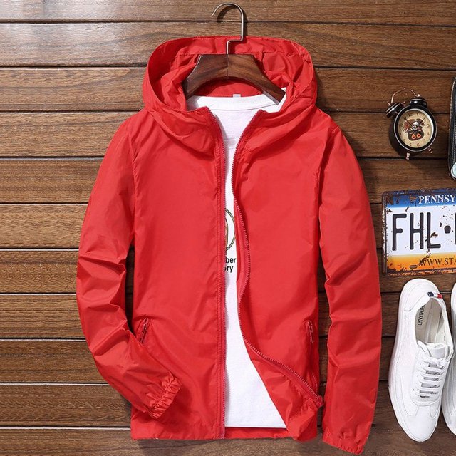 Men Wind Breaker Coat Zipper Hoodie Jacket Quick Drying Sport Outwear New