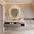 thumbnail image 2 of Wisfor LED Lighted Bathroom Mirror: 600x800mm Oval Makeup Mirror with Dimmable LED Light Anti-Fog Smart Touch Sensor Memory Function Wall Vanity Shaving Mirror, Backlit + Front Lighted, 2 of 9