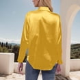 thumbnail image 3 of Ladies Tops, Women's Solid Color Long Sleeved Button Turndown Collar Fashionable Top, Birthday Gifts, 3 of 5